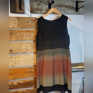 Harvey Benard Elegant Black and Red Patterned Dress